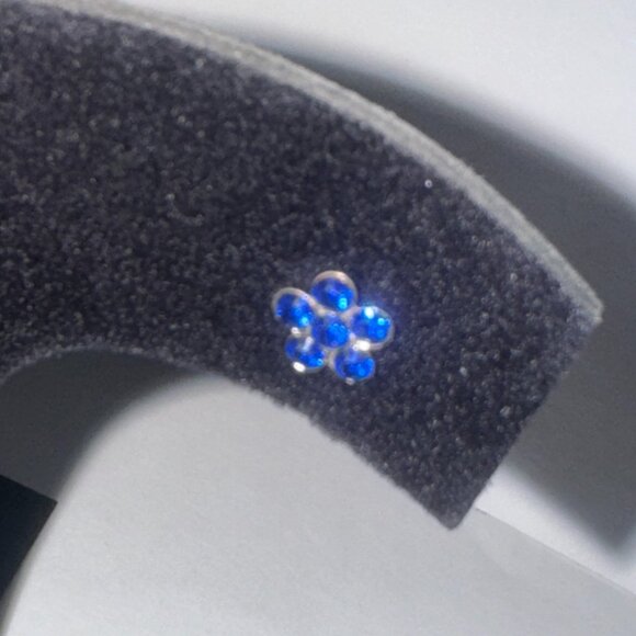 7mm Sapphire Blue Flower Cz And Sterling Post Earrings - Picture 11 of 11